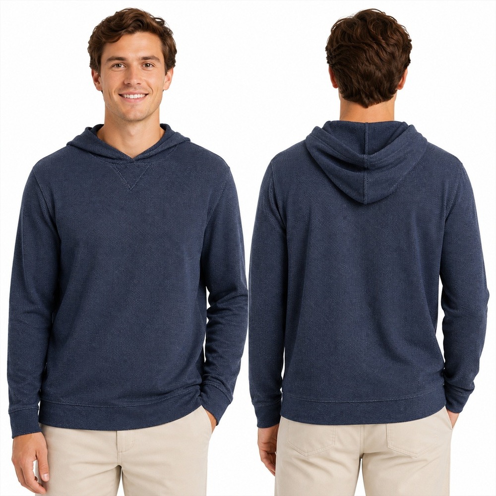Vineyard Vines Sweater Hoodie Mens Large L Navy Blue Textured Knit Pullover